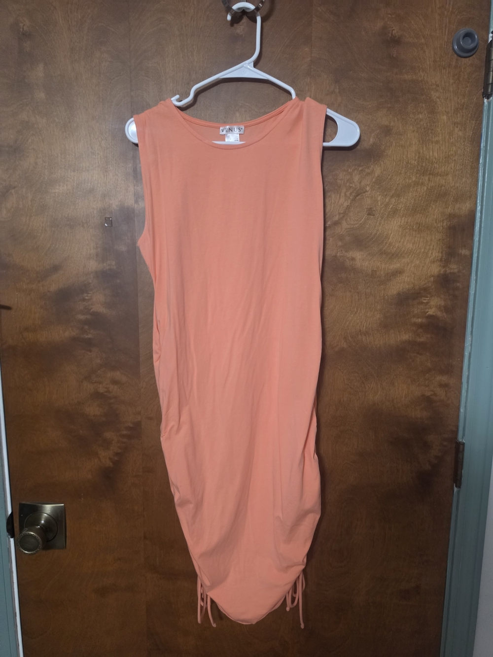 VENUS Sleeveless Drawstring Hem Dress - Peach